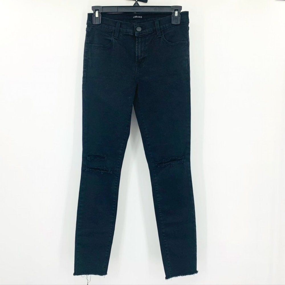 J Brand Mid Rise Crop‎ Skinny Distressed Sz 25